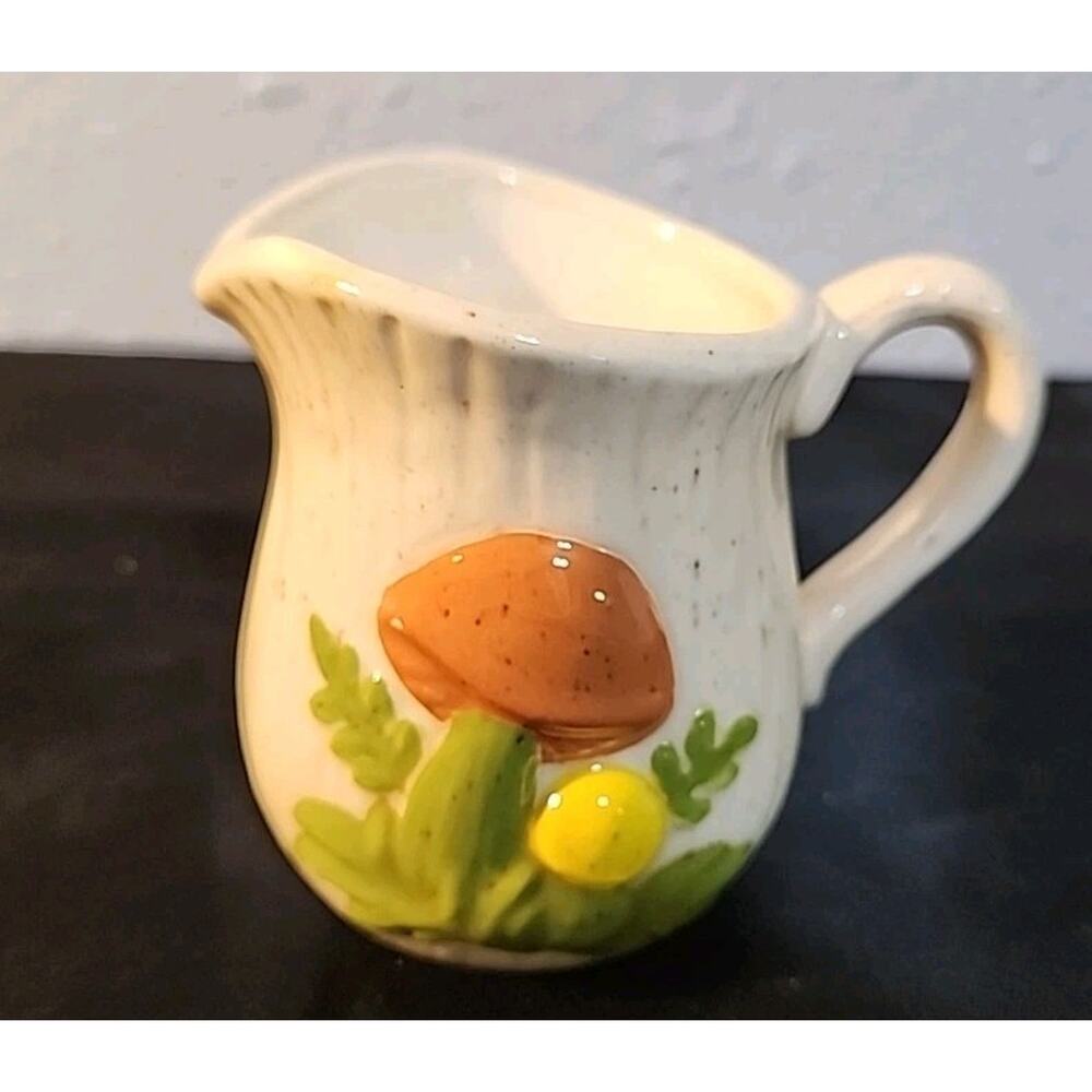 Vintage 1982 Handmade Ceramic Mushroom Creamer
